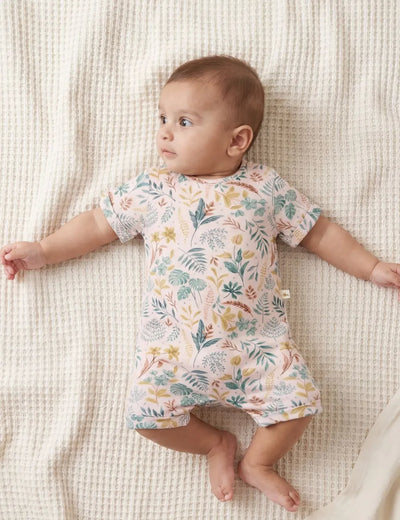 Organic Cotton Rain Forest Print Baby Romper