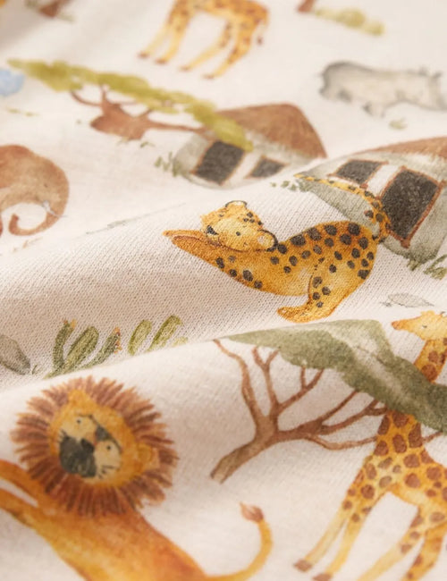 Organic Cotton Busy Animal Print Baby Romper