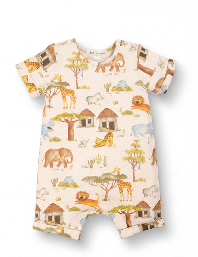 Organic Cotton Busy Animal Print Baby Romper