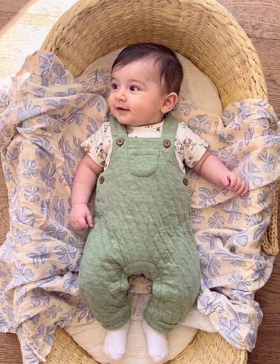 Baby Quilted Dungaree & Animal Print Tee Outfit
