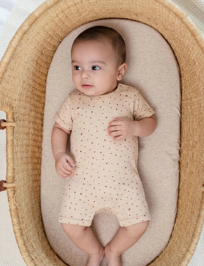 Organic Cotton Sand Animal Print Baby Romper