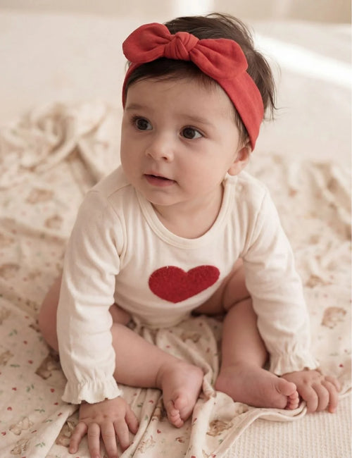 Baby Girl Organic Cotton Heart Bodysuit Set