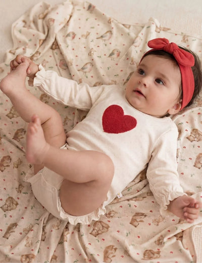 Baby Girl Organic Cotton Heart Bodysuit Set