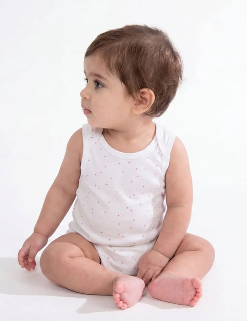 Organic Cotton Spot Pink & Grey Singlet Bodysuit 2-Pack