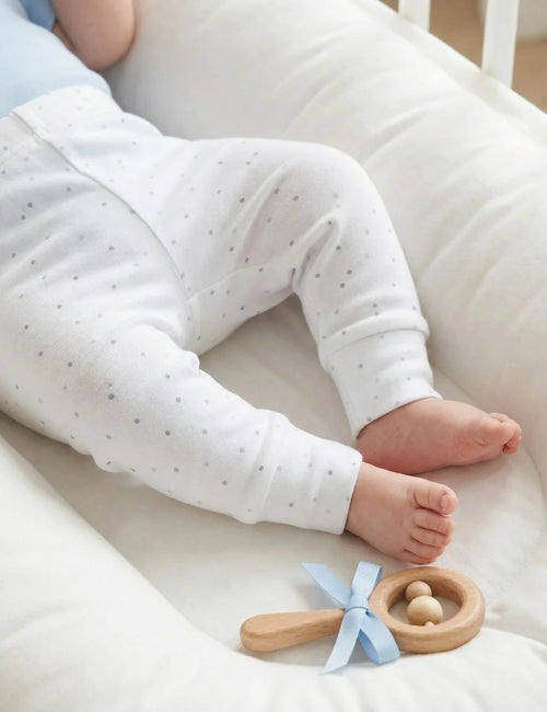 Organic Cotton Baby leggings 2 pack Pink Spot and Grey Spot