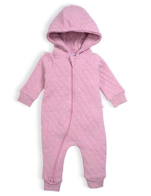 Organic Quilted Pink Baby Romper with Hood