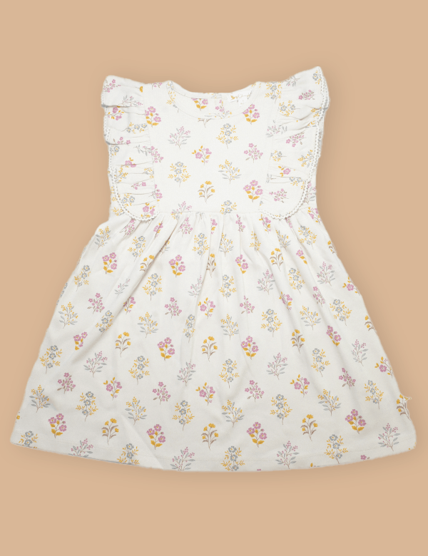 Organic Cotton Dress & Hairclip Set – Posie Floral Print & Raspberry - ohmybebe