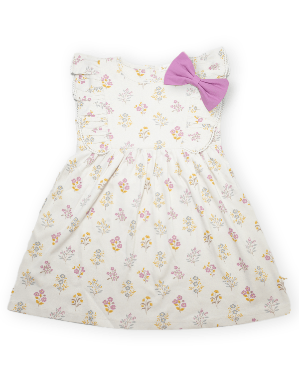 Organic Cotton Dress & Hairclip Set – Posie Floral Print & Raspberry - ohmybebe