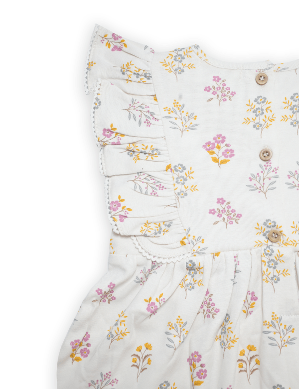 Organic Cotton Dress & Hairclip Set – Posie Floral Print & Raspberry - ohmybebe