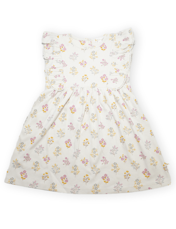 Organic Cotton Dress & Hairclip Set – Posie Floral Print & Raspberry - ohmybebe