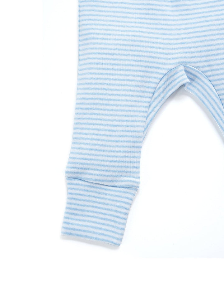 Organic Cotton Baby leggings 2 pack Blue Stripes and Grey Stripes - ohmybebe