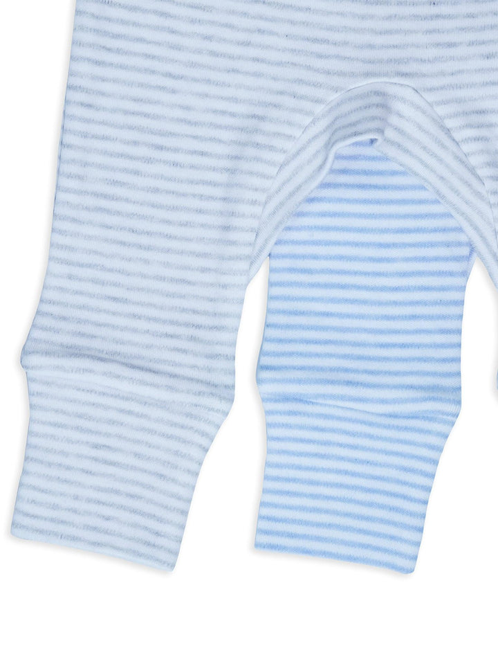 Organic Cotton Baby leggings 2 pack Blue Stripes and Grey Stripes - ohmybebe