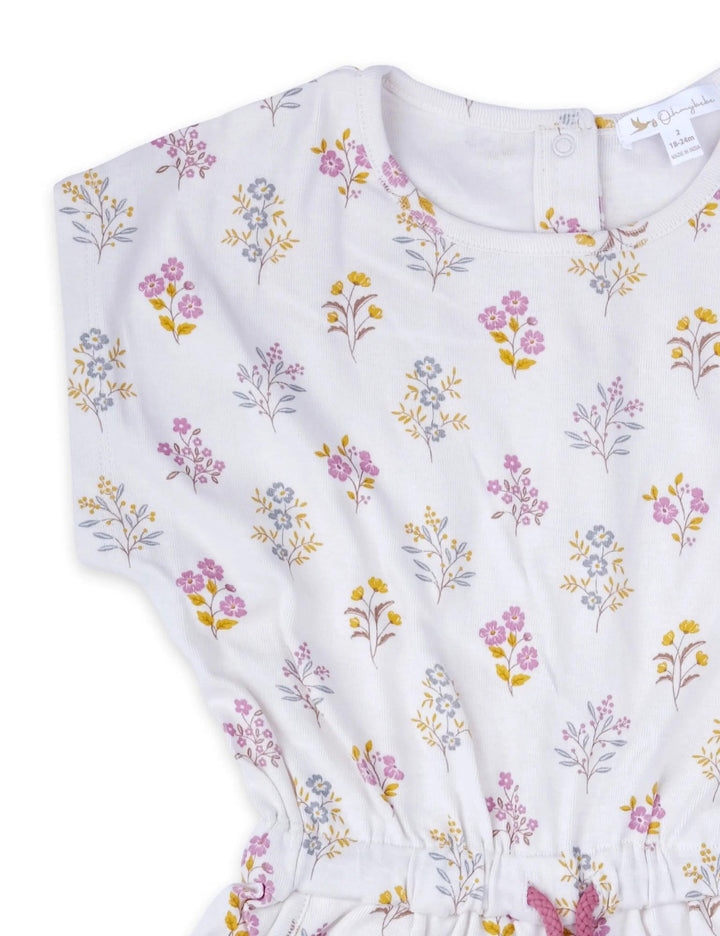 Organic Cotton Onesie with Headband - Cloud AOP (Posie Floral Print) / Raspberry - ohmybebe