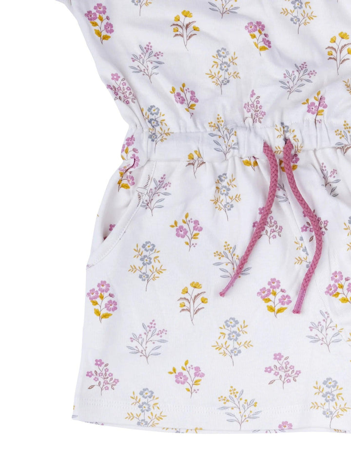 Organic Cotton Onesie with Headband - Cloud AOP (Posie Floral Print) / Raspberry - ohmybebe