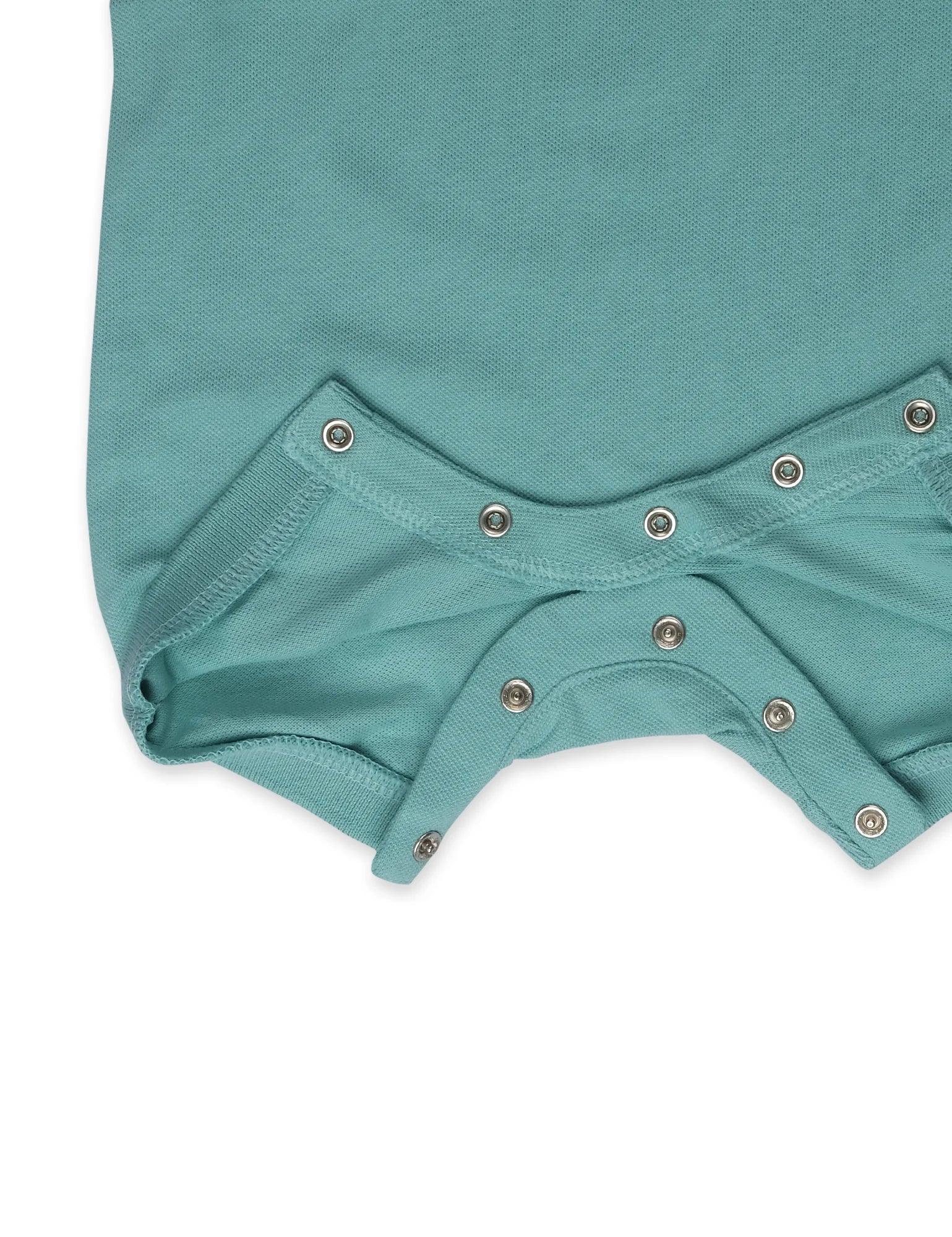 Organic Cotton Mint Polo Growsuit with Denim Cap - 2 Piece Organic Set - ohmybebe