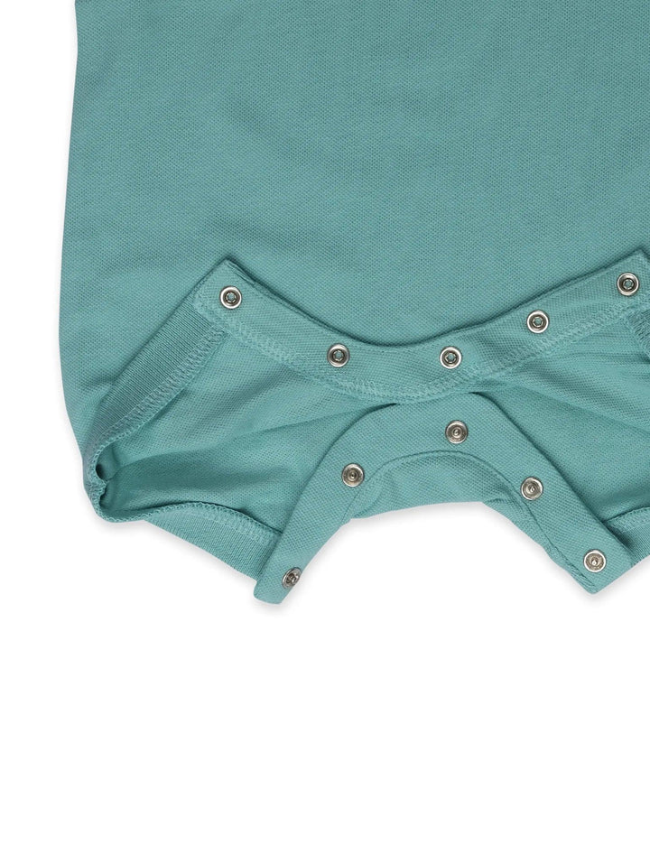 Organic Cotton Mint Polo Growsuit with Denim Cap - 2 Piece Organic Set - ohmybebe