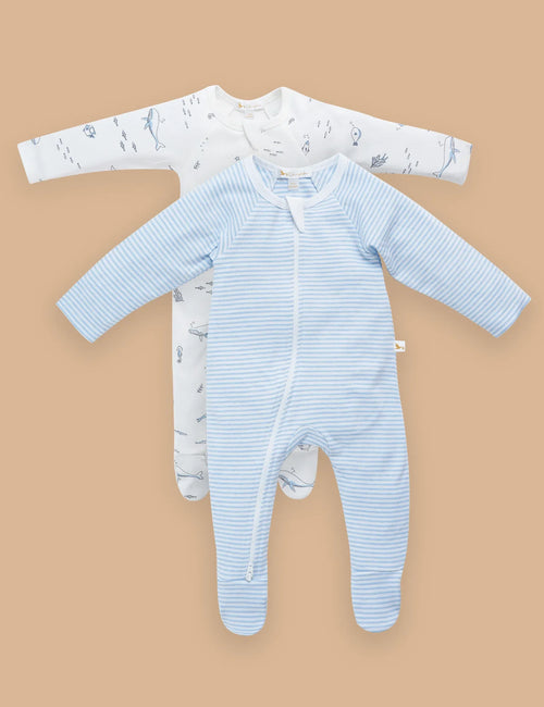 2-Pack Zip Rompers – Nautical & Blue