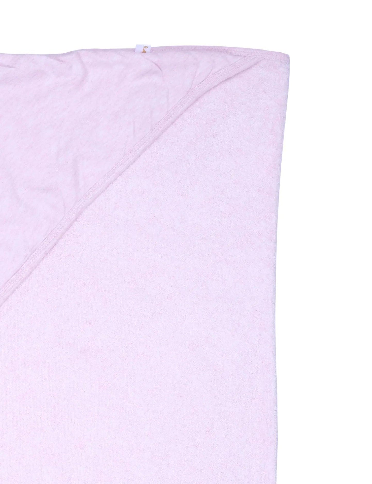 Light pink organic cotton baby hooded towel corner with soft texture
