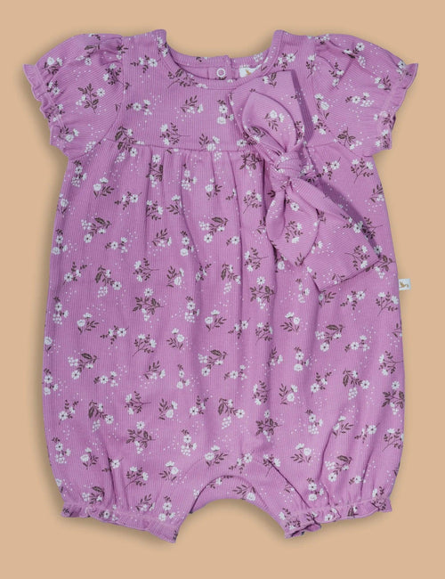 Organic Cotton Shortie Growsuit with Headband – Daisy Print