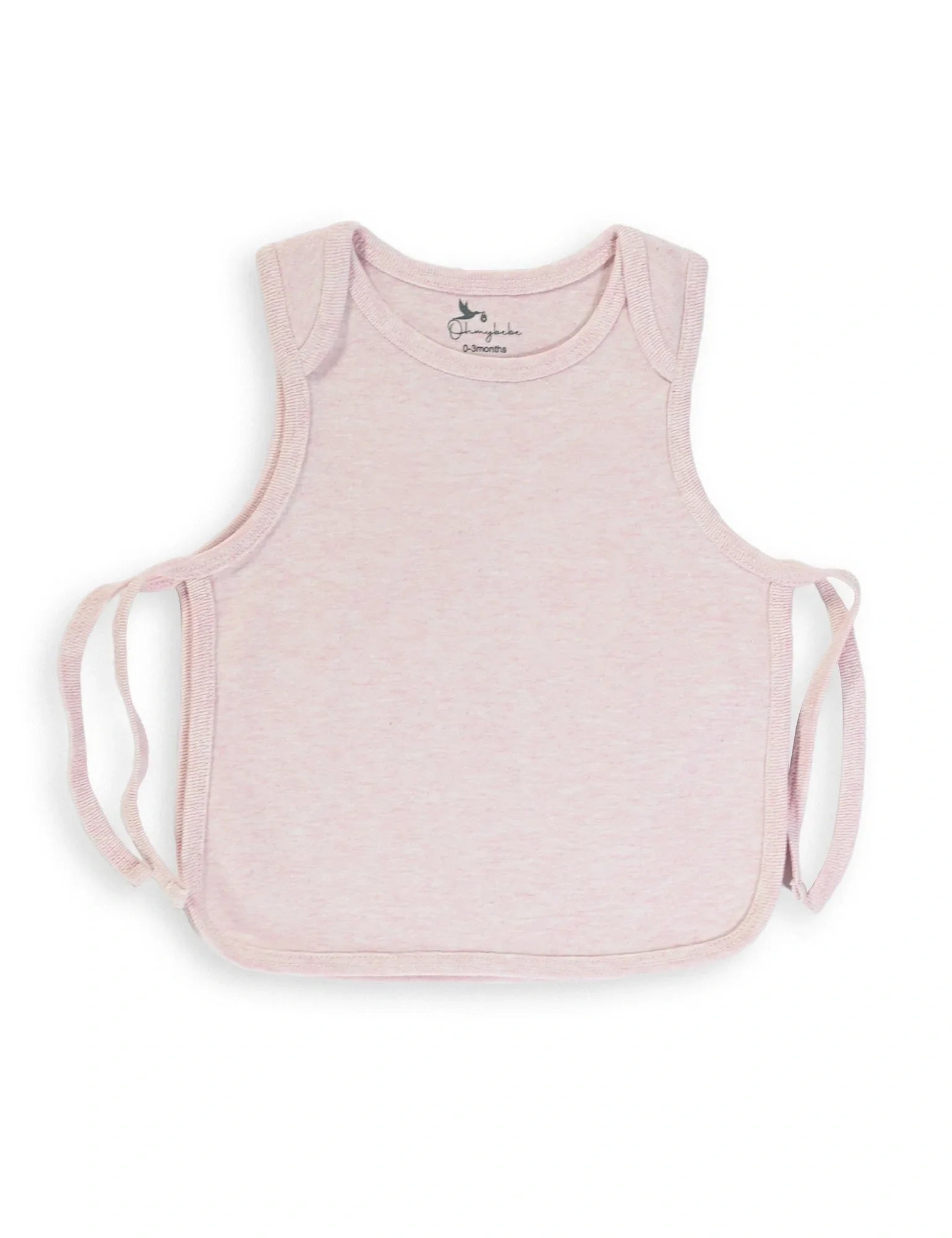 Organic plain light pink baby singlet with tie sides for 0-3 months