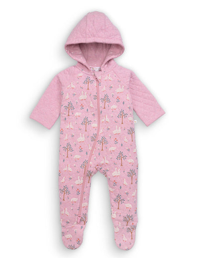 Organic Pink Duck Print Quilted Baby Romper