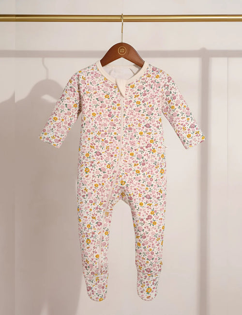 Ohmybebe Floral Ditsy Zip Growsuit