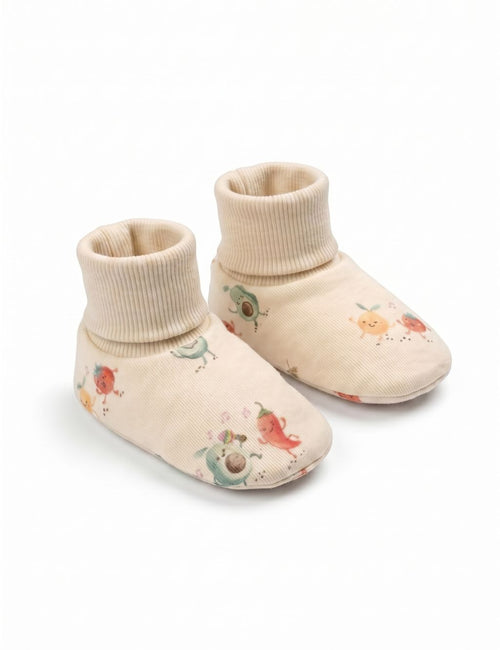 Organic Cotton Baby Booties & Mittens Set – Fruity Print