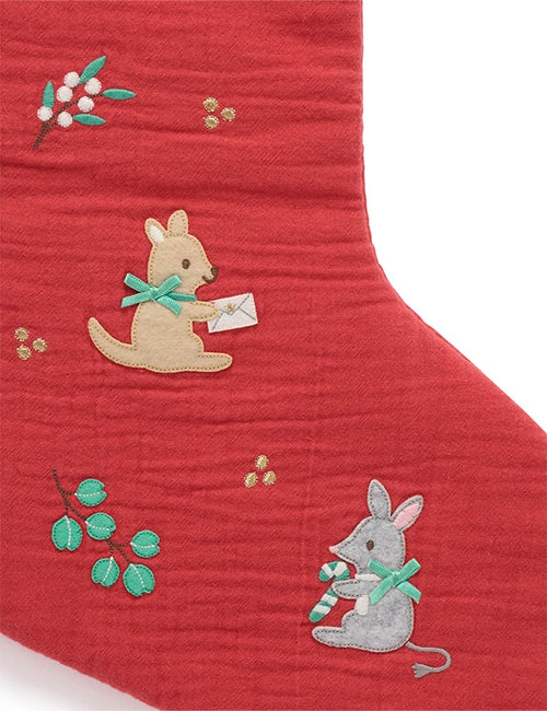 Embroidered Organic Cotton Christmas Stocking