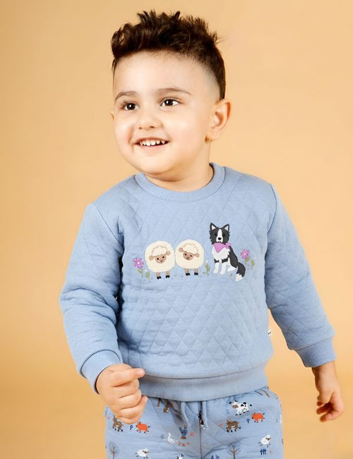 Organic Quilted Baby Winter Set – Farm Friends Sky Blue