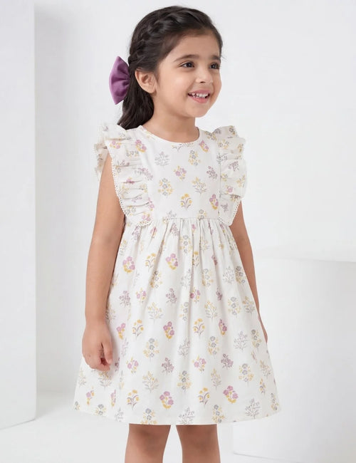 Organic Cotton Dress & Hairclip Set – Posie Floral Print & Raspberry