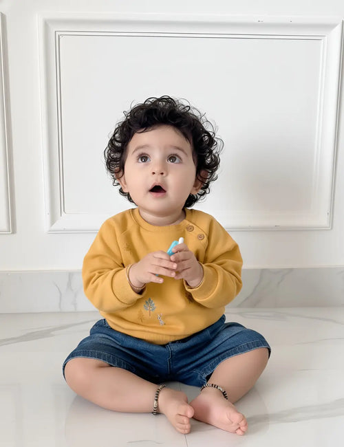 Organic Baby Sweatshirt & Denim Shorts Set